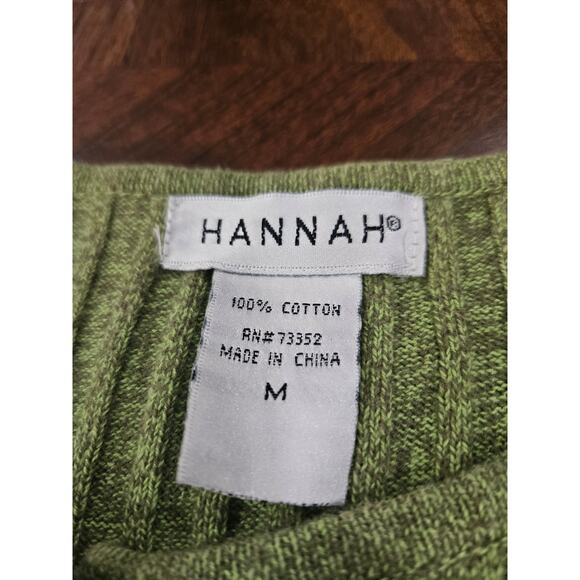 Y2k Ribbed Henley Sweater Green Button Vintage Size M Hannah - Picture 2 of 5